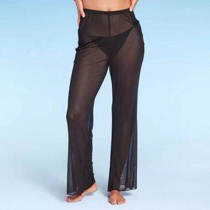 NWT Wild Fable Black Mesh Cover Up High Waist Flare Pants Size Small